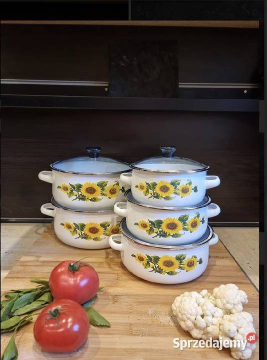 89 Garnki emaliowane słoneczniki