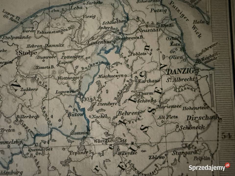Stara mapa ziem Polskich 1870 Oryginalny śląskie Czerwionka-Leszczyny