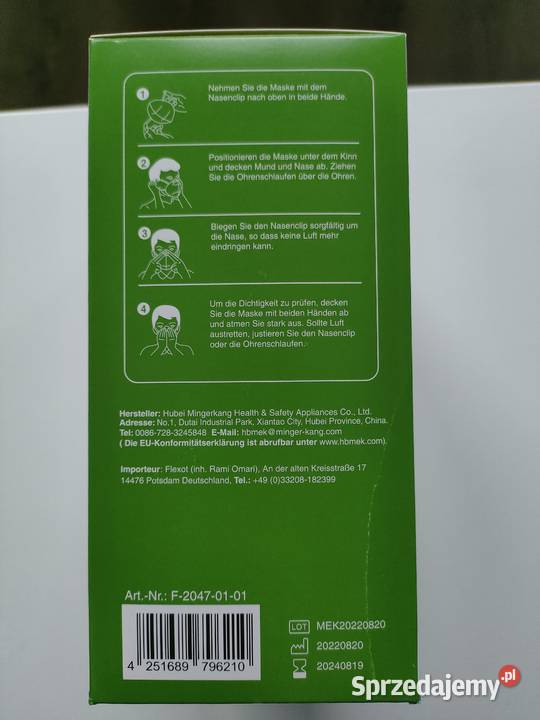 Maseczka FFP2 EN1492001A12009 czarna karton 20 Rypin