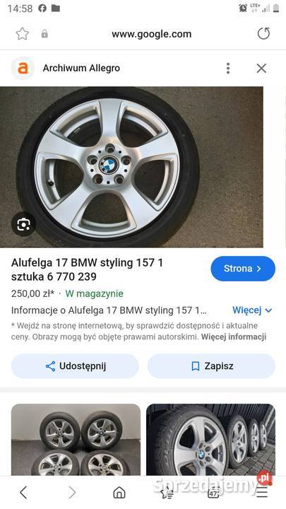 Bmw Felga 17 aluminiowa styling 157 sprzedam aluminiowe Radom