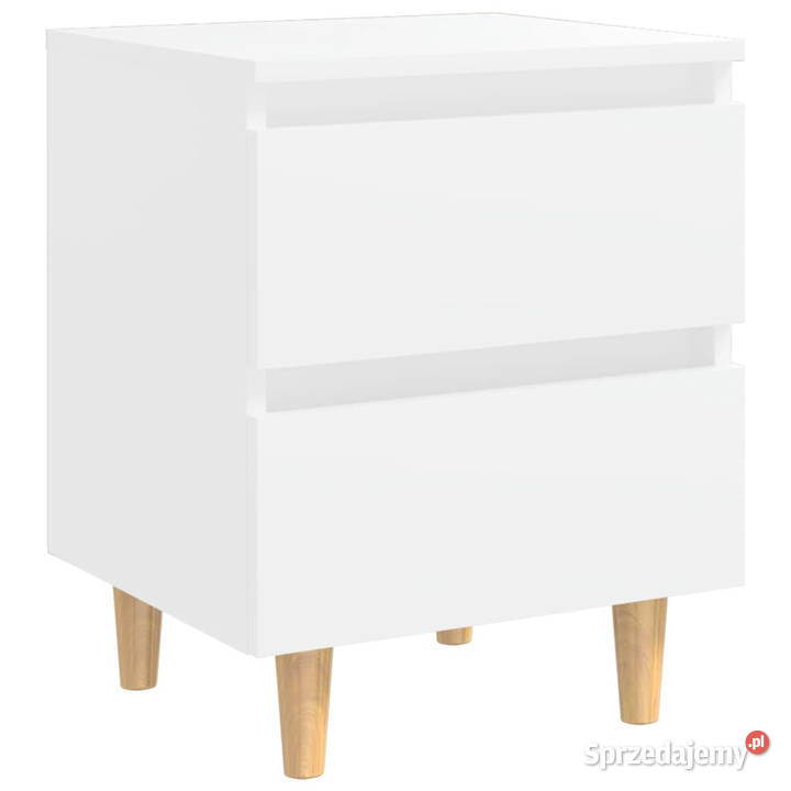 Szafka nocna z sosnowymi nóżkami biała 40x35x50