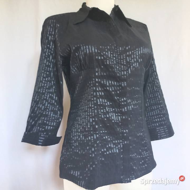 Bluzka czarna Koszula r 40 PASKI rękaw 34 NOWA Białystok sprzedam