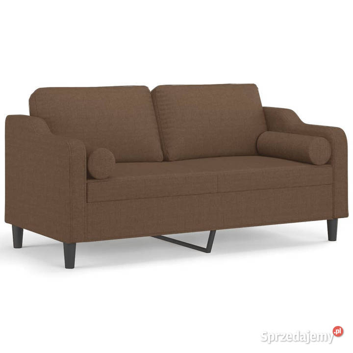 2osobowa sofa z poduszkami brązowa 140 tkanina