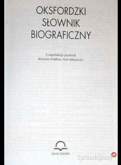 Oksfordzki słownik biograficzny P Kłossowicz B Pozostałe Chełm sprzedam