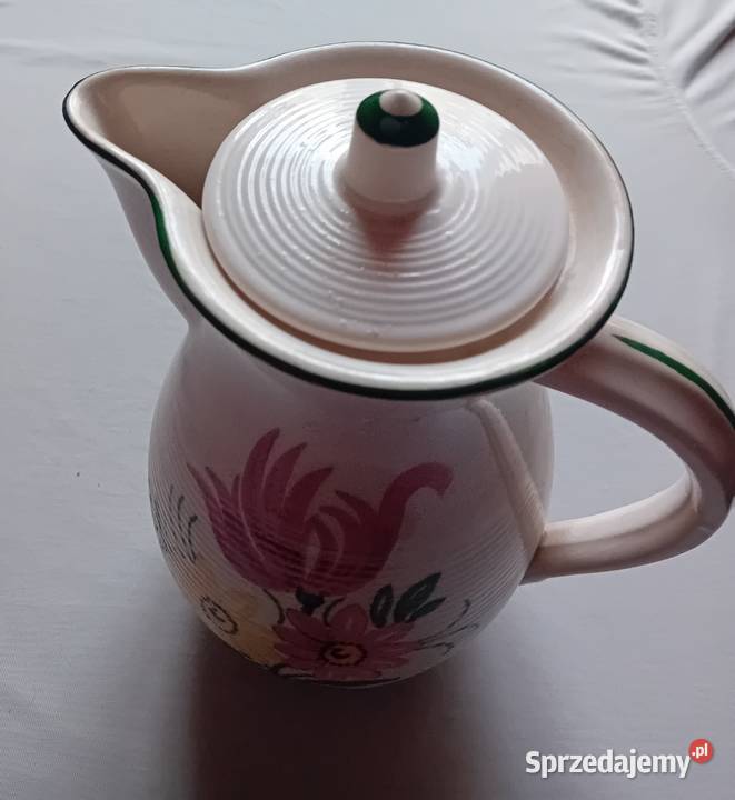 Fajansowy dzbanek art deco Hertwig Hatzhutte wielkopolskie Koźminek