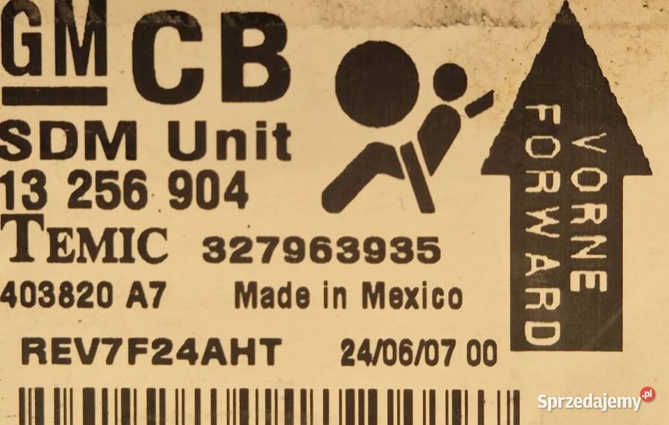 MODUŁ SENSOR AIRBAG PODUSZEK POWIETRZNYCH OPEL Działoszyce