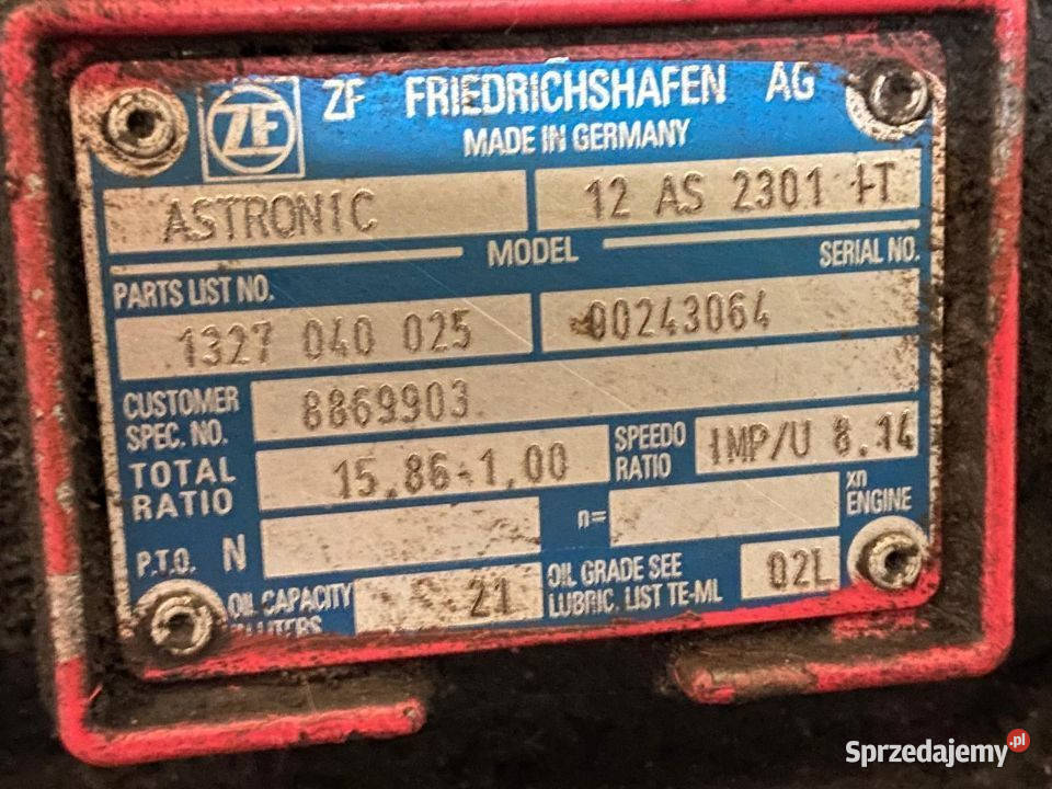 Skrzynia Biegów ZF Astronic 12AS2301 IT lubuskie Maszewo