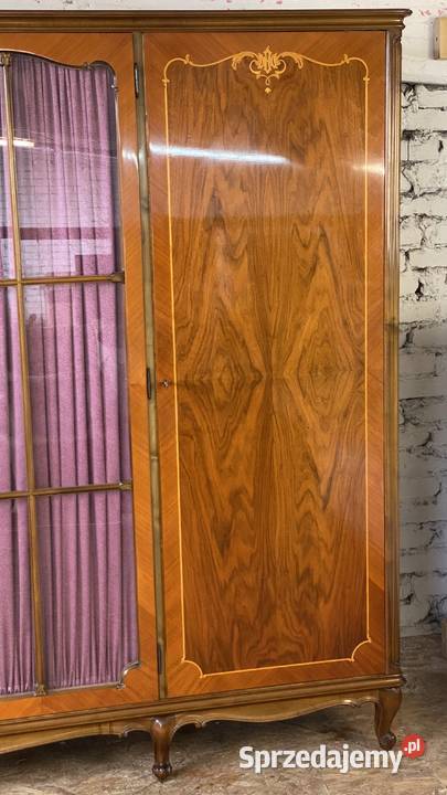 Barokowa szafa pięciodrzwiowa z witryną intarsje Budno sprzedam