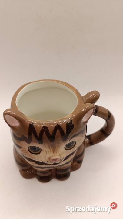 Kubek ceramiczny 3D pręgowany kot kotek Kubki lubelskie Zamość
