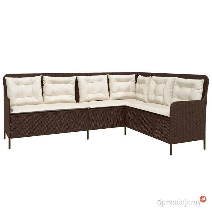 Narożna sofa ogrodowa z poduszkami brązowa Warszawa
