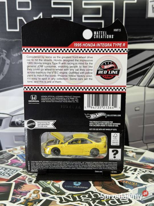 Hot Wheels RLC 1995 Honda Integra Type R Yellow Wrocław
