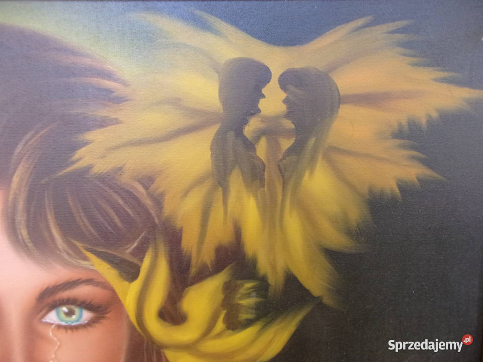 Stary ładny obraz MIŁOSNE WSPOMNIENIE w