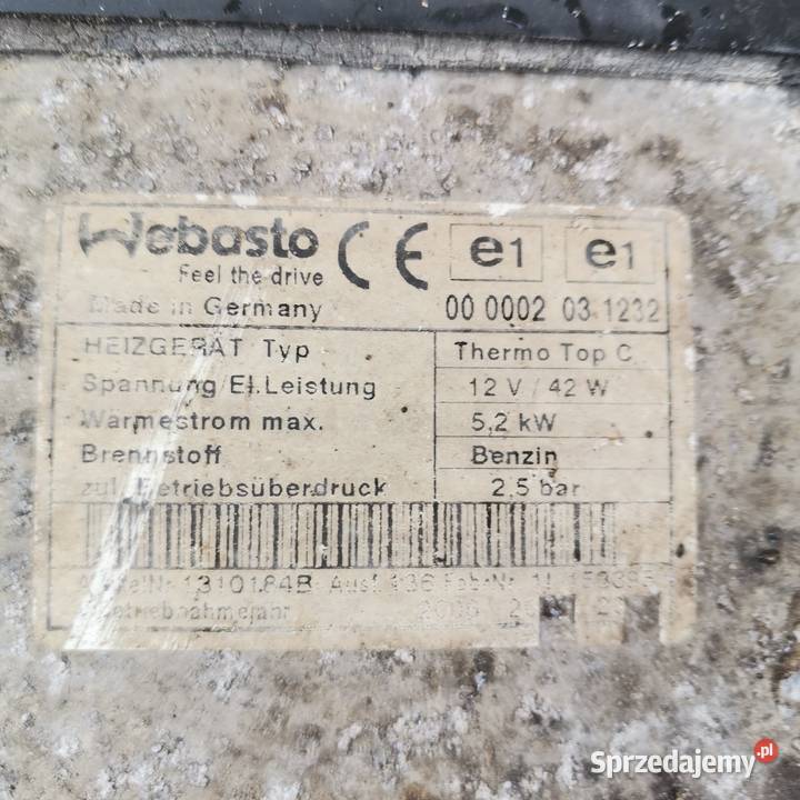 Webasto thermo top c 12v 42w benzyna osobowe Gubin