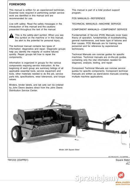 John Deere 327 328 336 337 338 346 347 348 466 sprzedam