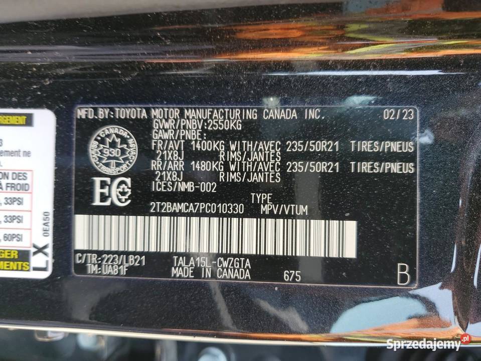 2023 LEXUS RX 350 BASE NISKI PRZEBIEG