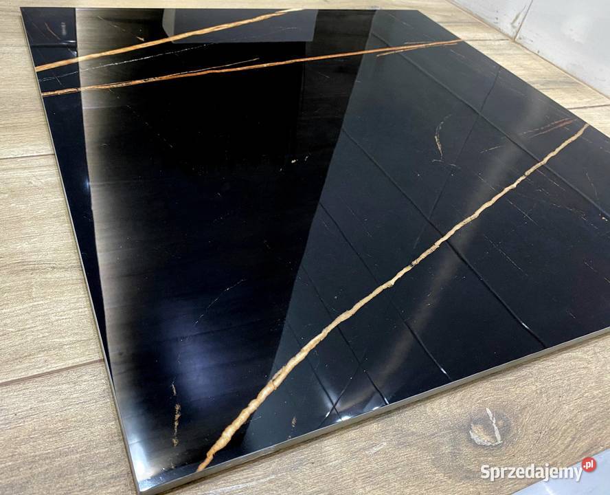 CZARNY MARMUR POLEROWANY 60x60 ZŁOTA ŻYŁKA gatI Łask