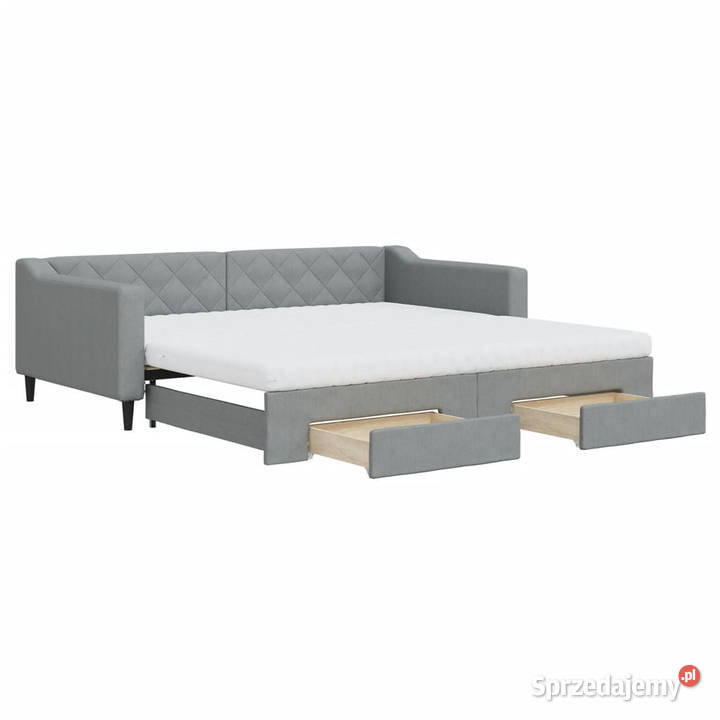 Sofa rozsuwana z szufladami jasnoszara tkanina Łóżka mazowieckie Warszawa
