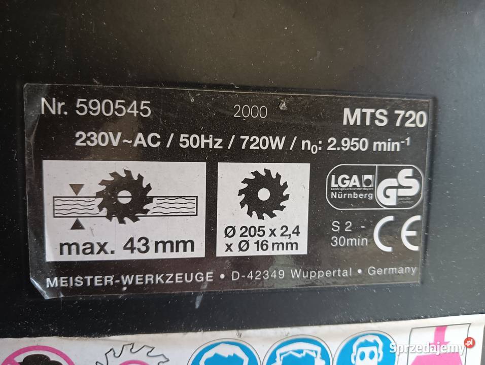 piła stołowa GERMANY 720W 230V widia 205mm dolnośląskie Wałbrzych sprzedam