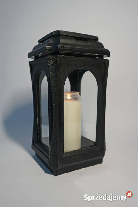 Czarny znicz żywiczny lampion neo