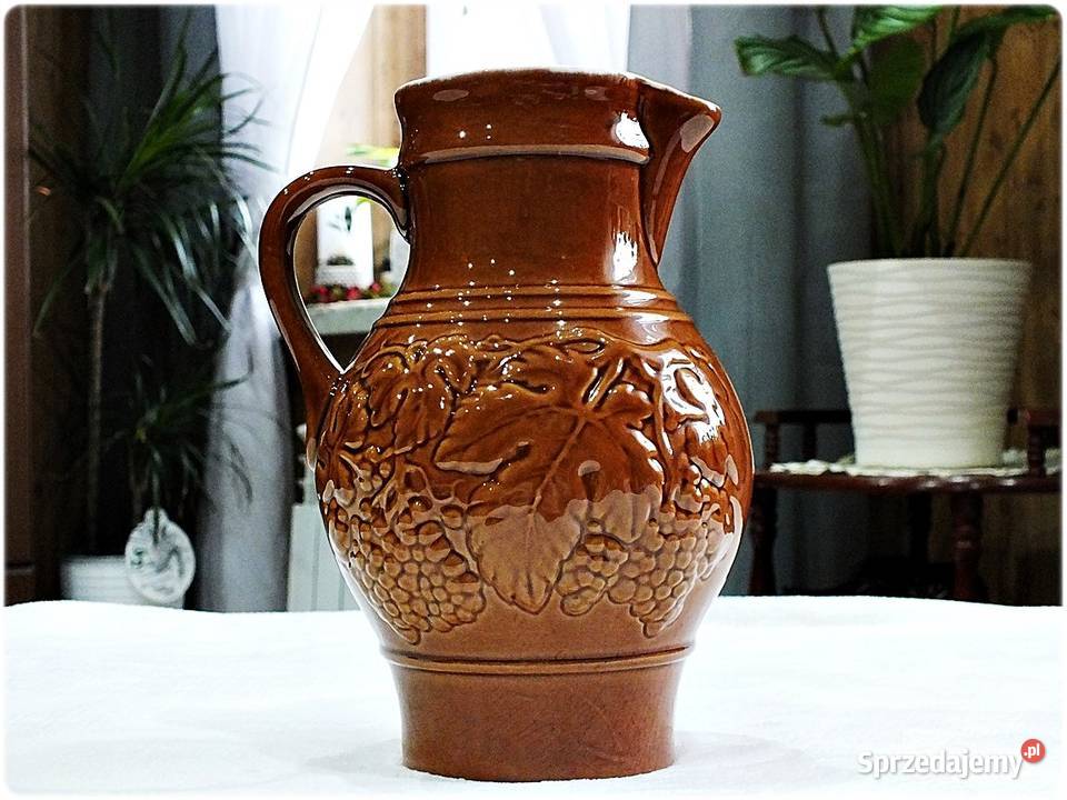Duży Dzban Dzbanek z uchem GDR Ceramika Porcelana i szkło Żary