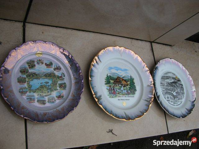 ozdobny talerz zawieszka 3 sztuki sygnowane Gorzów Wielkopolski