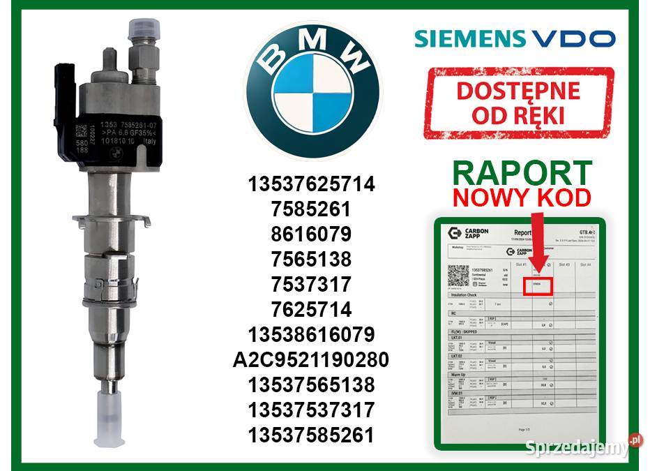 Wtryskiwacz BMW 13537625714 do modeli 1 3 5 6 7 Markuszów