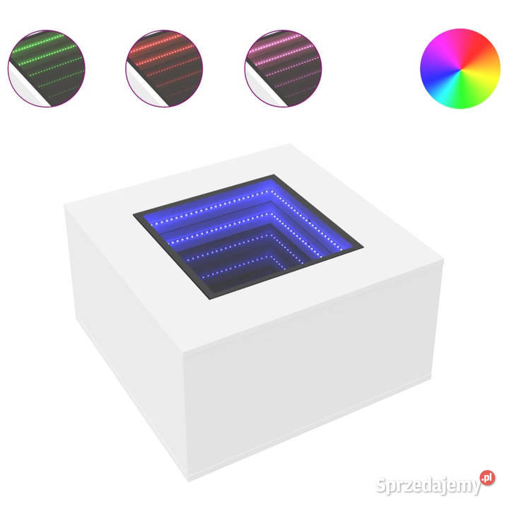 Stolik kawowy z LED biały 60x60x40 WM847567 mazowieckie Warszawa