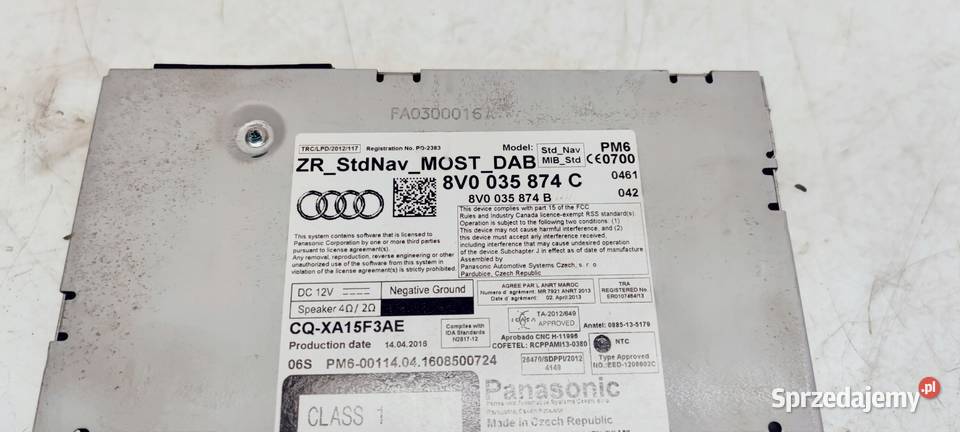 JEDNOSTKA MMI CZYTNIK KART AUDI A3 8V 8V0035874C Przystajń