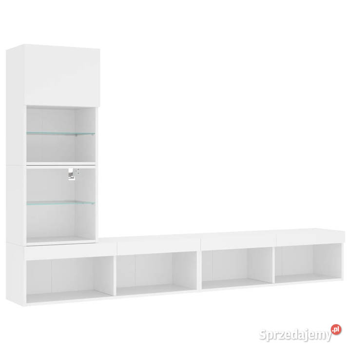 4cz zestaw mebli TV z LED biały materiał Warszawa sprzedam