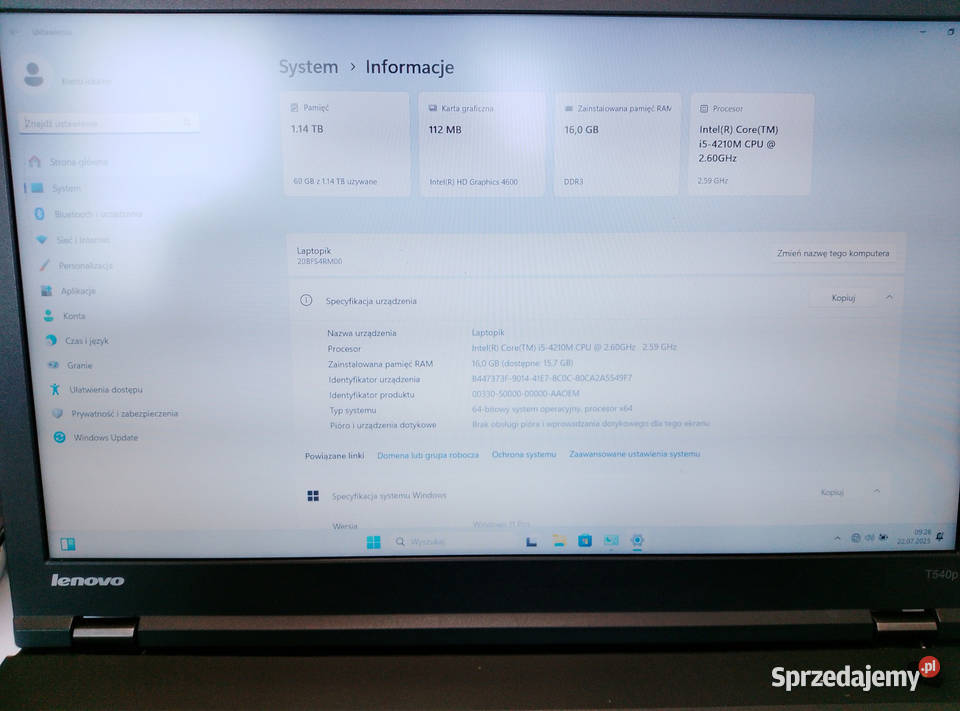 Lenovo ThinkPad T540p Solidny sprzęt w Intel Core i3 Warszawa