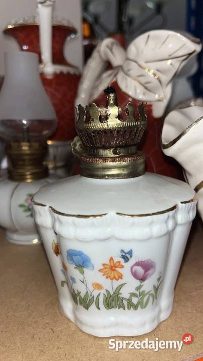 Lampka miniaturka Z knotem Porcelana i szkło Gdańsk