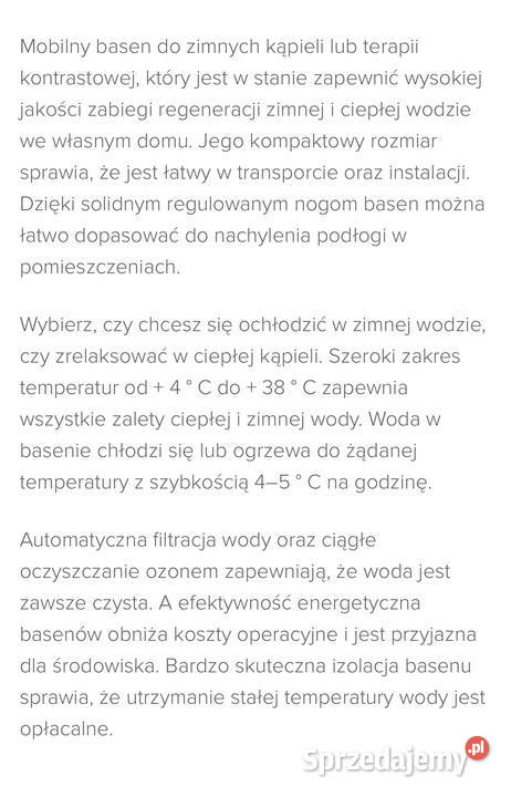 Wanna do krioterapii Toruń sprzedam