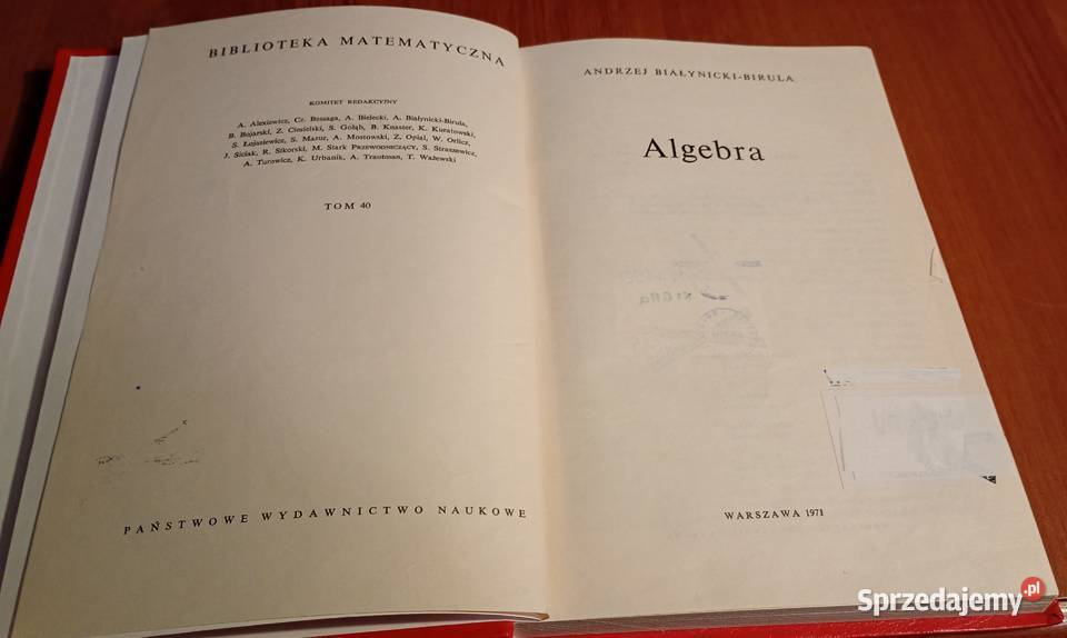 Algebra Andrzej BiałynickiBirula 1971 TWARDA Gdańsk