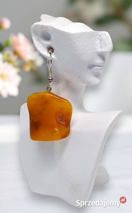 Kolczyki z BURSZTYNU bursztyn bałtycki bryłki mazowieckie Warszawa