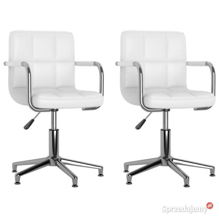vidaXL Obrotowe krzesła stołowe 2 białe sztuczna Warszawa sprzedam