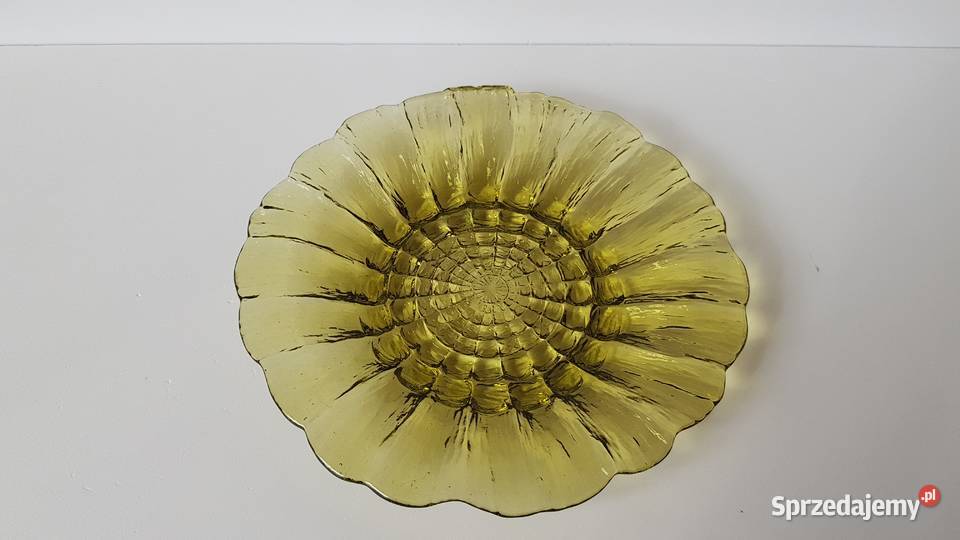 Talerzyk Cora Ząbkowice kolorowe szkło PRL