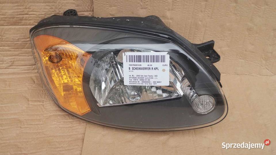 Lampa Przód Prawa Hyundai Accent 2 II Lift 0205r