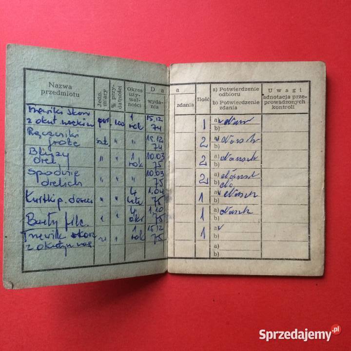 1986 Dwie Książeczki Wyposażenia PKP sprzedam