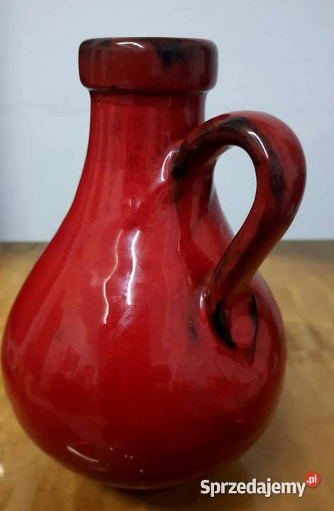 wazon ceramika czerwony lata 60 Łódź