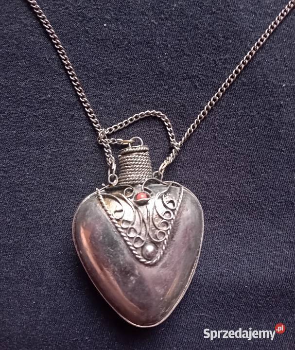 Platerowany wiktoriański wisiorek flakonik na wielkopolskie Koźminek