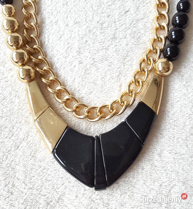 Naszyjnik kolor złoty czarny duży kolia Naszyjniki
