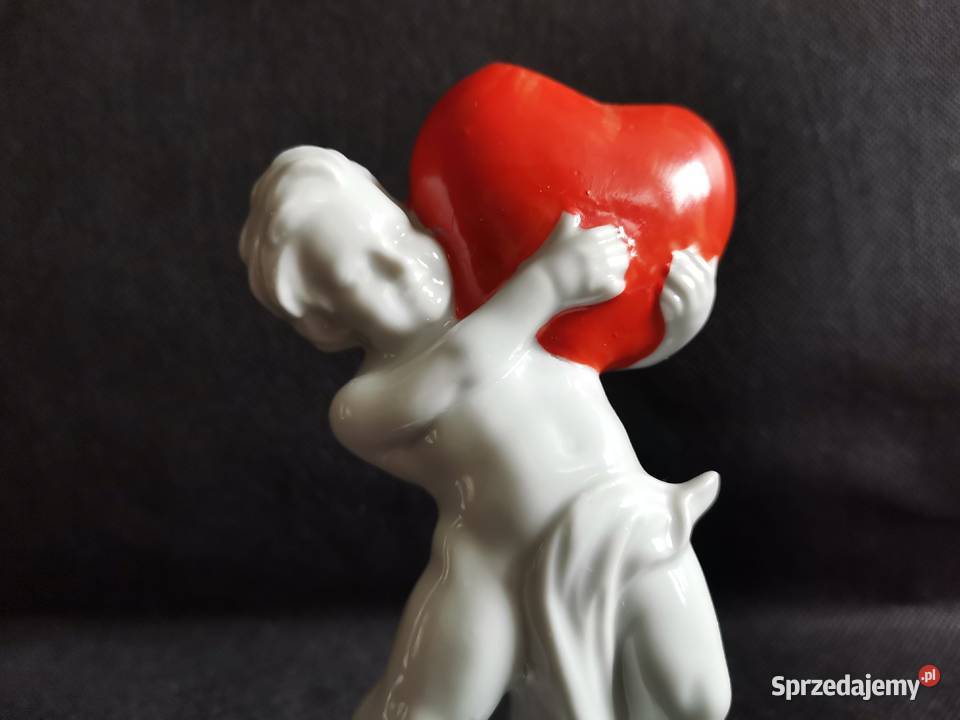 Stara figurka porcelanowa wazon Aniołek Putto Katowice
