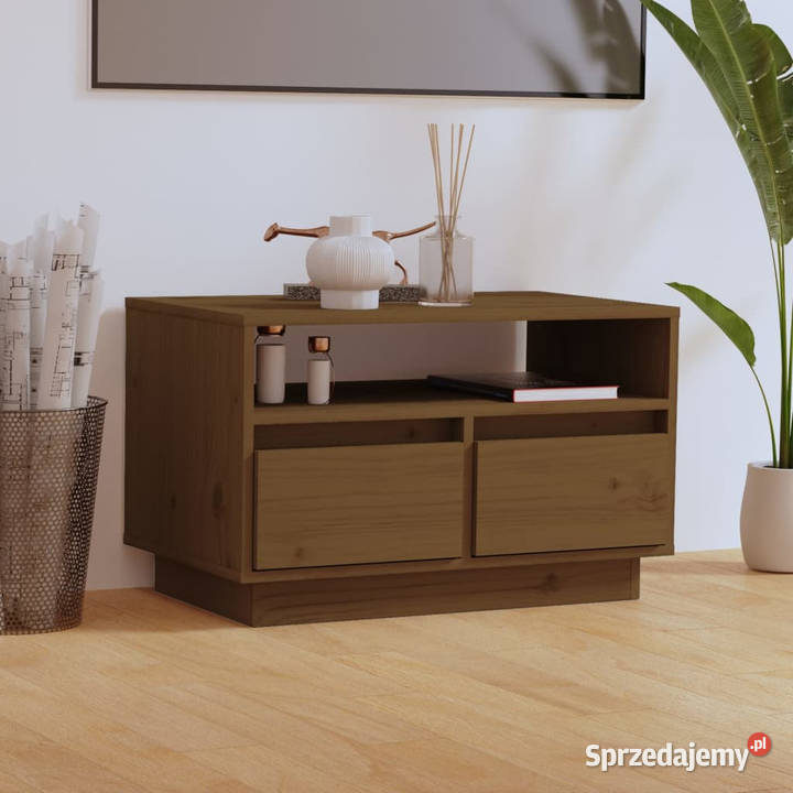Szafka pod TV miodowy brąz 60x35x37 lite drewno