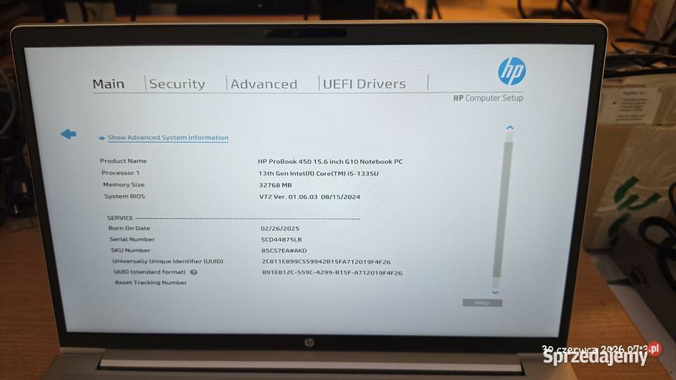 Laptop hp ProBook 450 g10i51334u32GB1TB Warszawa