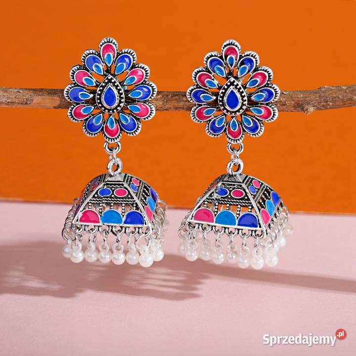Nowe kolczyki indyjskie azjatyckie jhumki kolor Szczecin