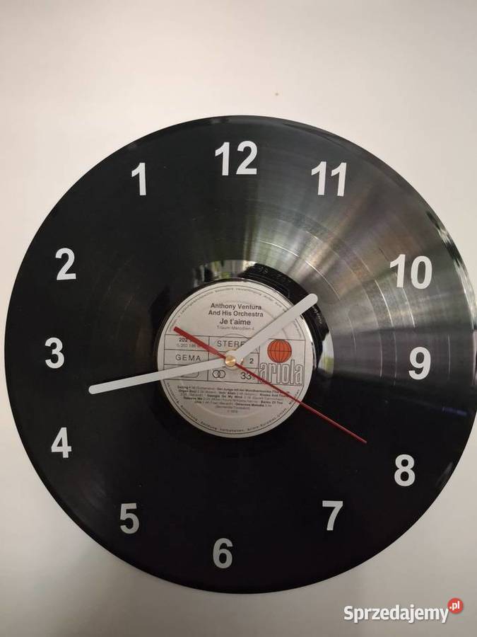 Zegar z płyty winylowej średnica 30 tworzywo sztuczne