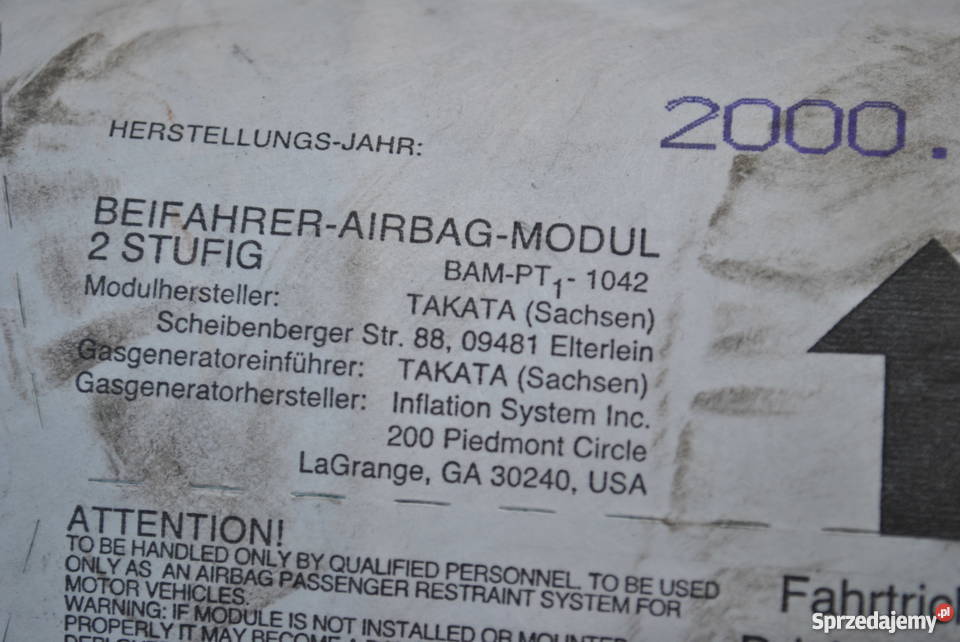 Poduszka powietrzna pasażera BMW E46 airbag e46 Wyposażenie wnętrza śląskie Poręba