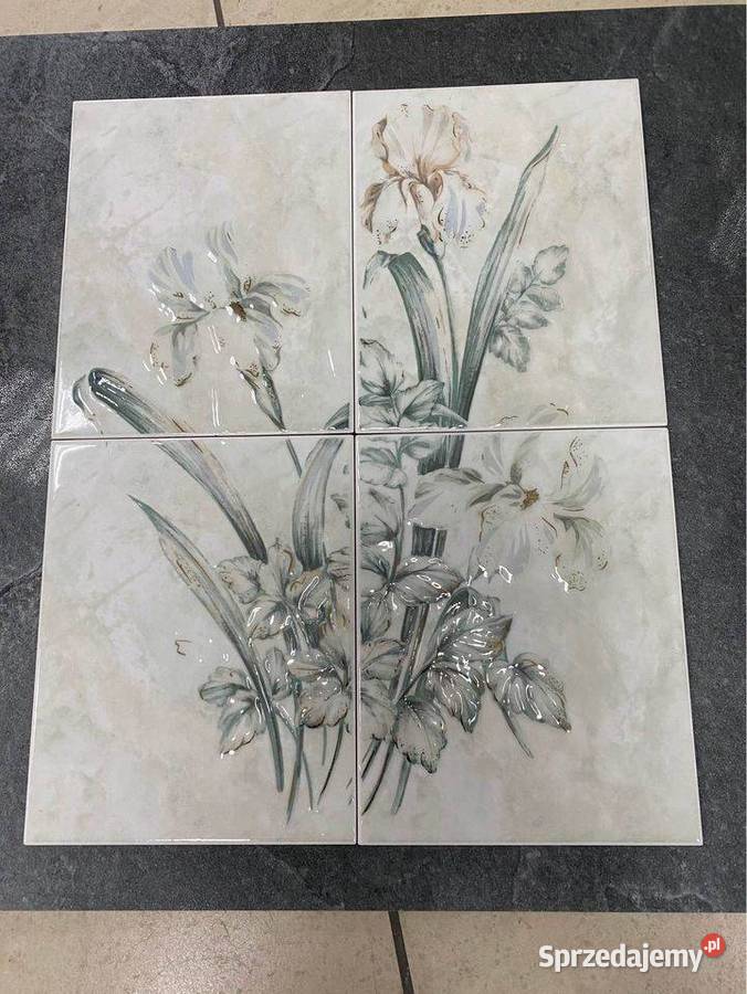 DEKORACJA 40x50 kwiat Iris Gold złoto ceramiczny