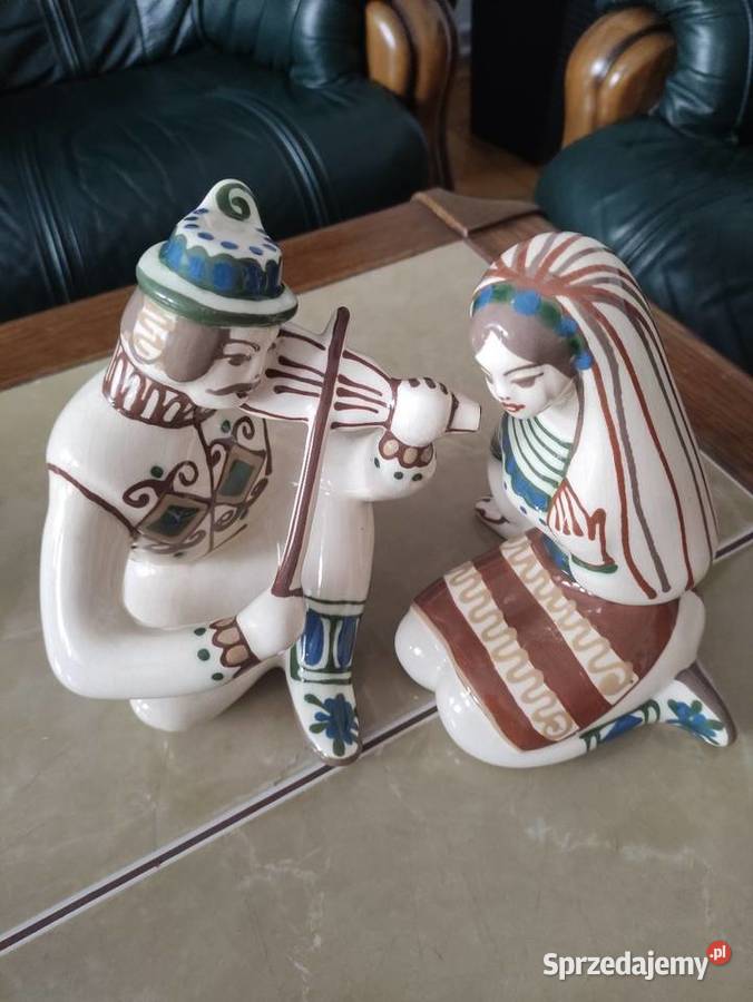 Figurki Hucułów Majolika Lwowska ręcznie Janów