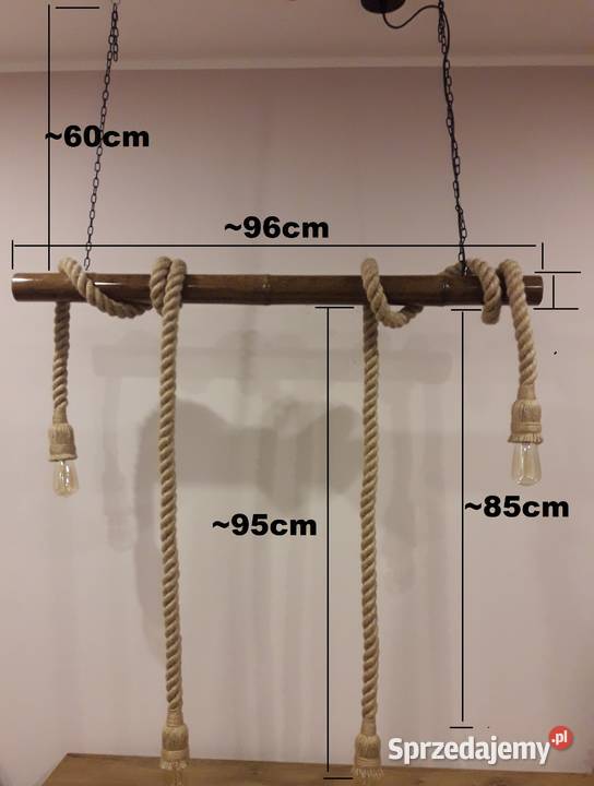 Lampa wisząca BAMBOO z liny jutowej 4xE27 Wałcz sprzedam